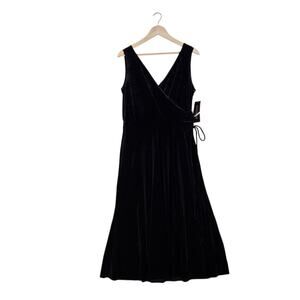 Mariage Velvet Dress sz 14 Black Sleeveless Surplice Neckline Evening Formal